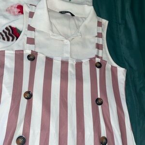 Striped Sleeveless Dress with Button Accents